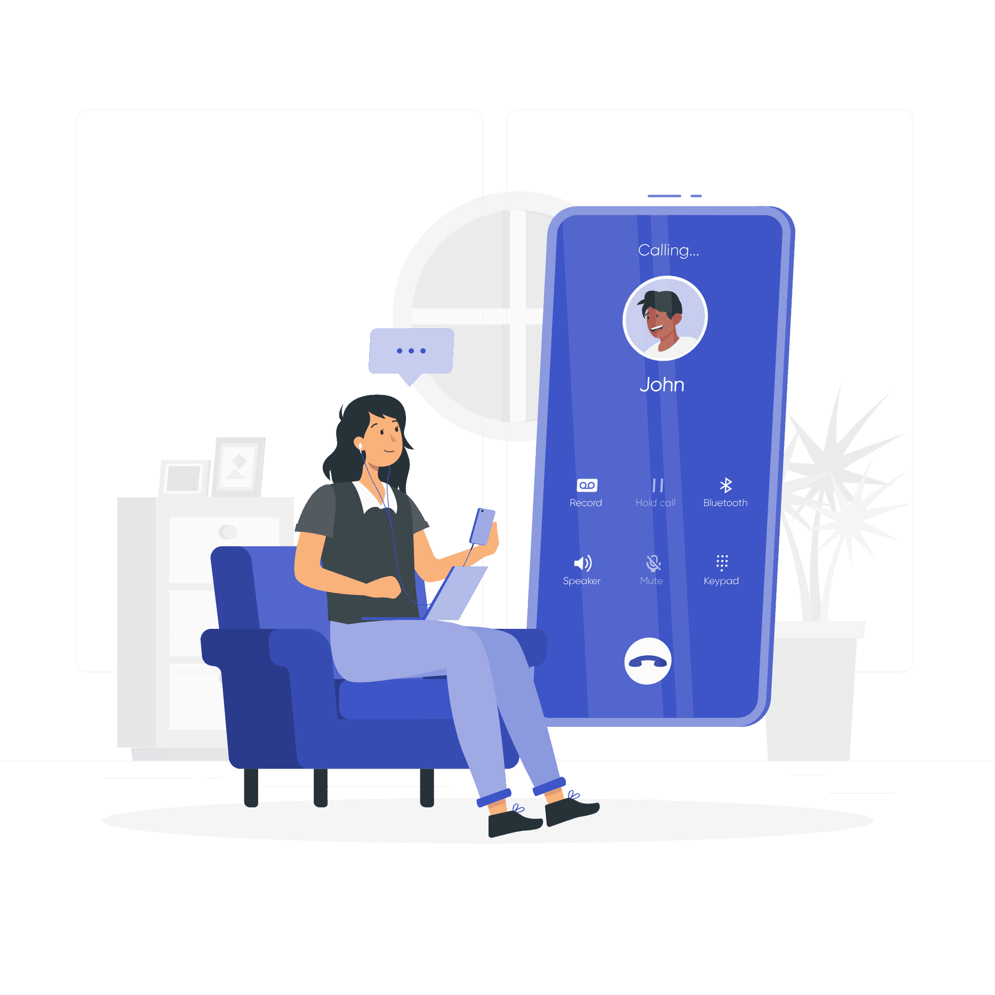 Iemand die een telefoongesprek voert